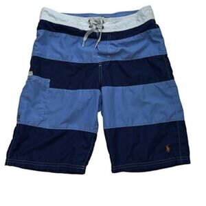 Polo Ralph Lauren Swim Trunks Boys Size Large 14-16 Board Shorts Blue Pony